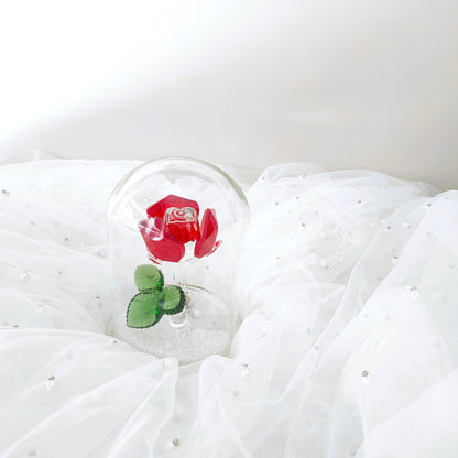 Enchanted Grand Rose Crystal Dome