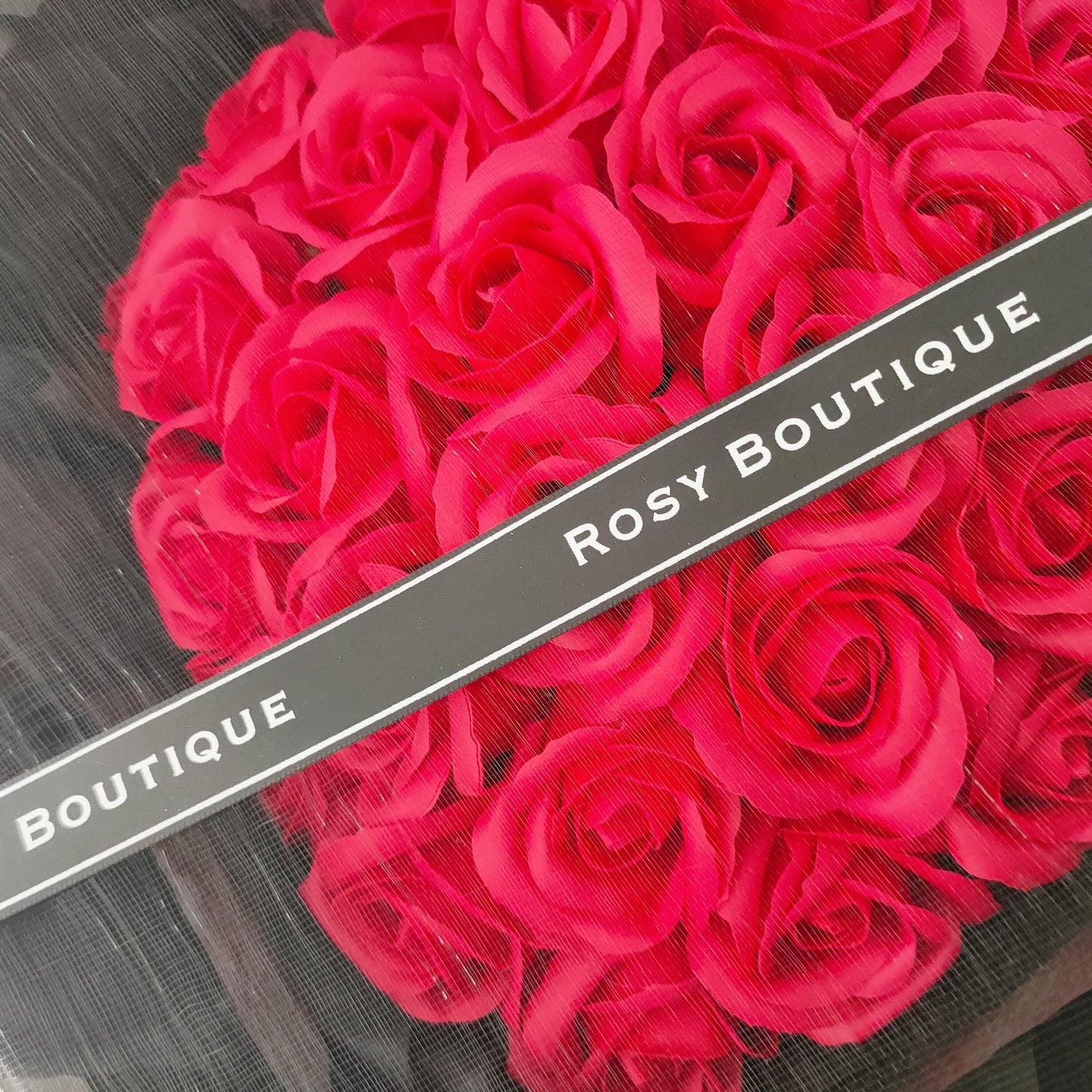 Everlasting Roses in Black Bouquet (Red Roses)