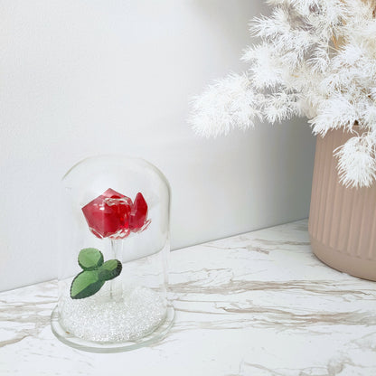 Enchanted Grand Rose Crystal Dome