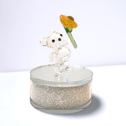 Mini flower Bear Crystal Figurine
