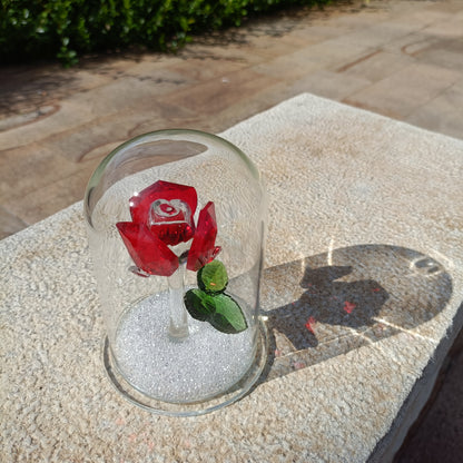 Enchanted Grand Rose Crystal Dome