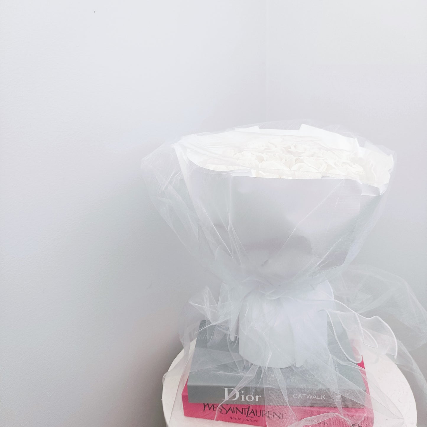 Everlasting Roses in White Bouquet (White Roses)