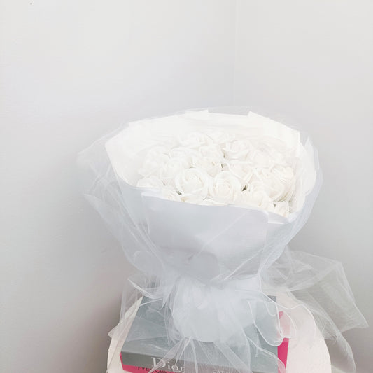 Everlasting Roses in White Bouquet (White Roses)