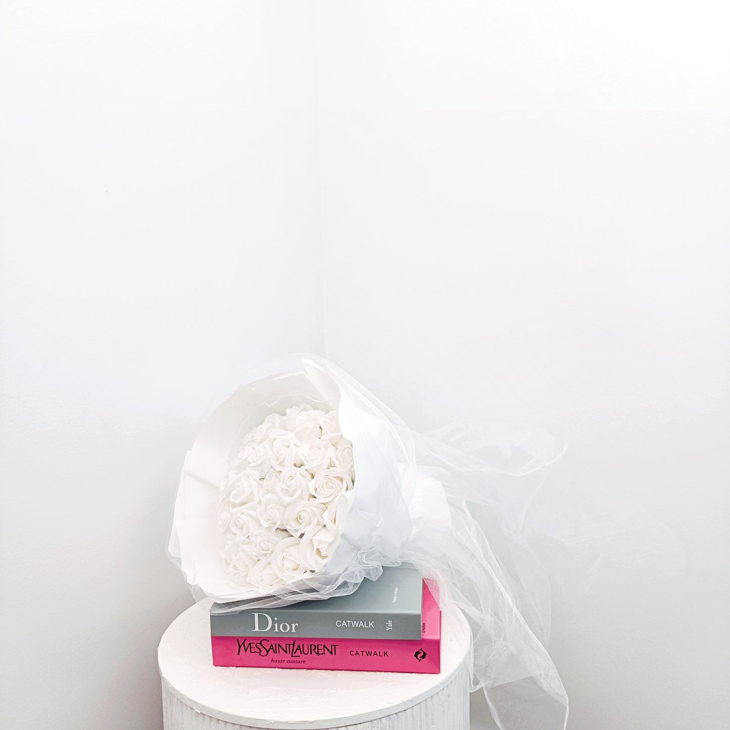 Everlasting Roses in White Bouquet (White Roses)