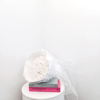 Everlasting Roses in White Bouquet (White Roses)