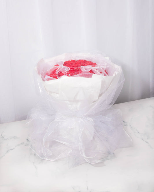 Everlasting Roses in White Bouquet (Red Roses)
