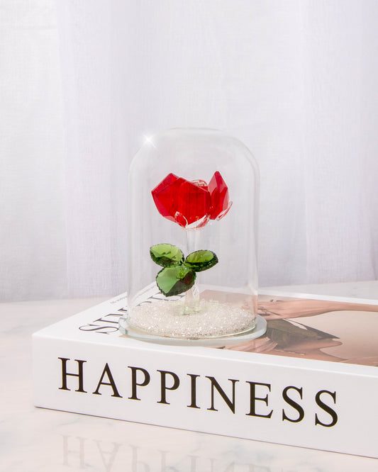 Enchanted Grand Rose Crystal Dome