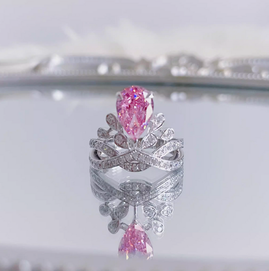 Pink Pear Crown Ring