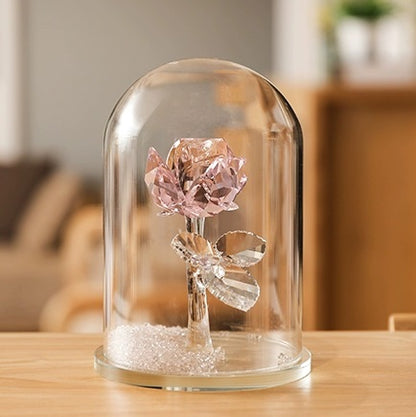 Enchanted Grand Rose Crystal Dome
