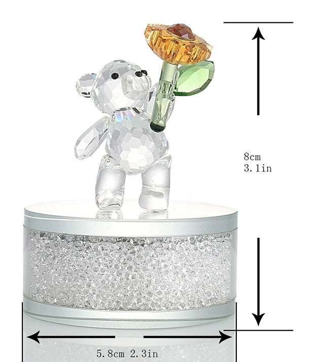 Mini flower Bear Crystal Figurine